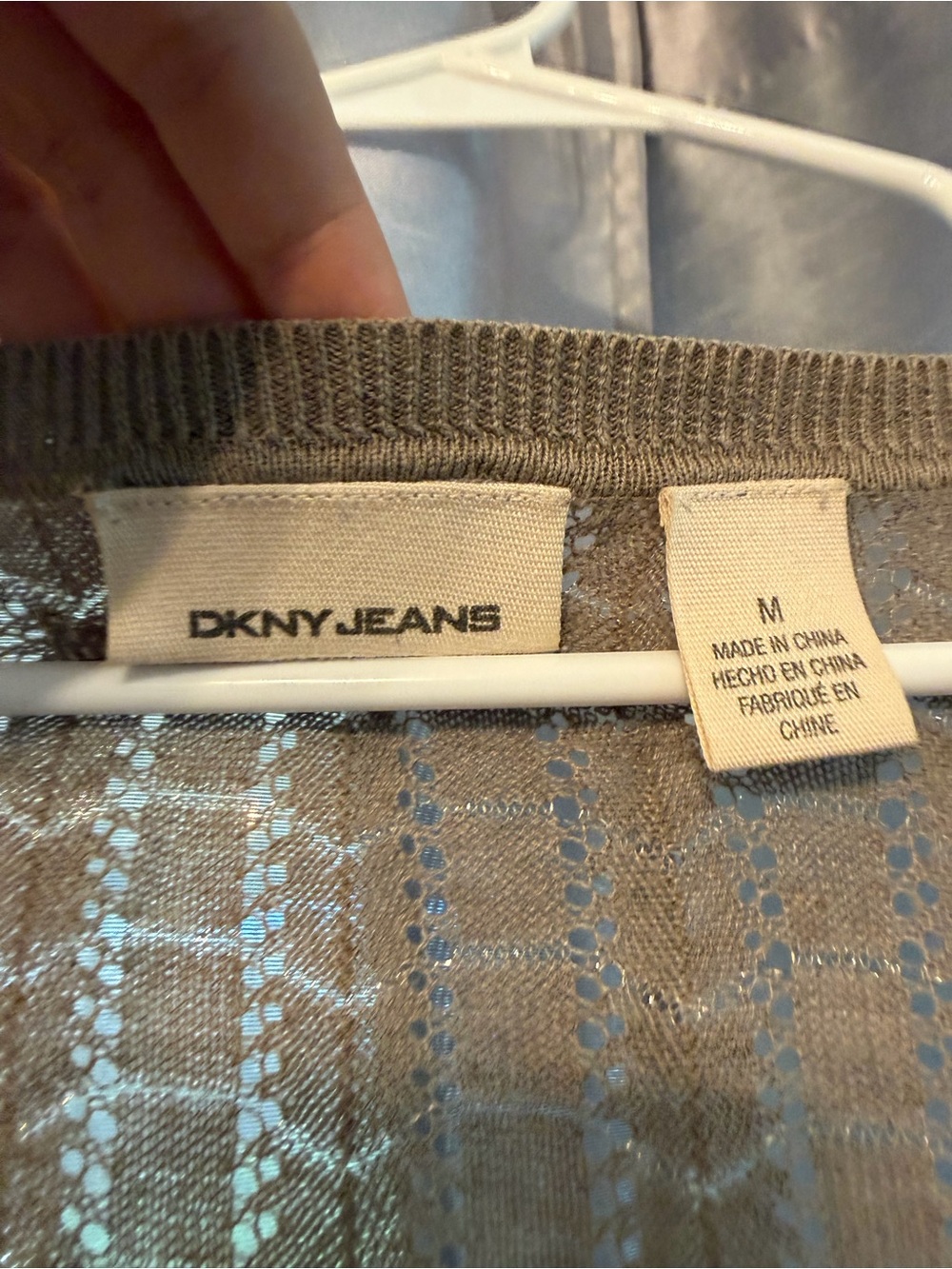 DKNY Jeans Tan Open Knit Button Front Cardigan Medium